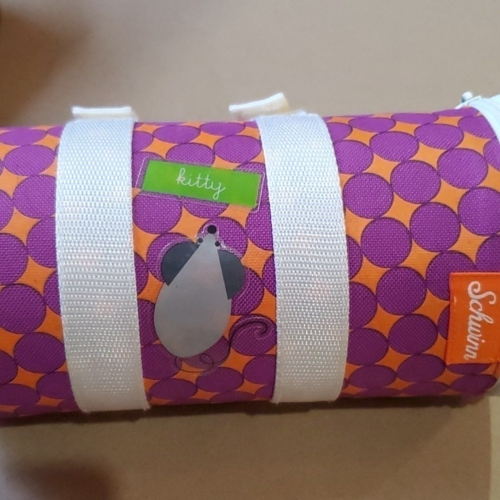 Schwinn cycling Bike Bag purple & orange tube shape with Kitty - Picture 11 of 11